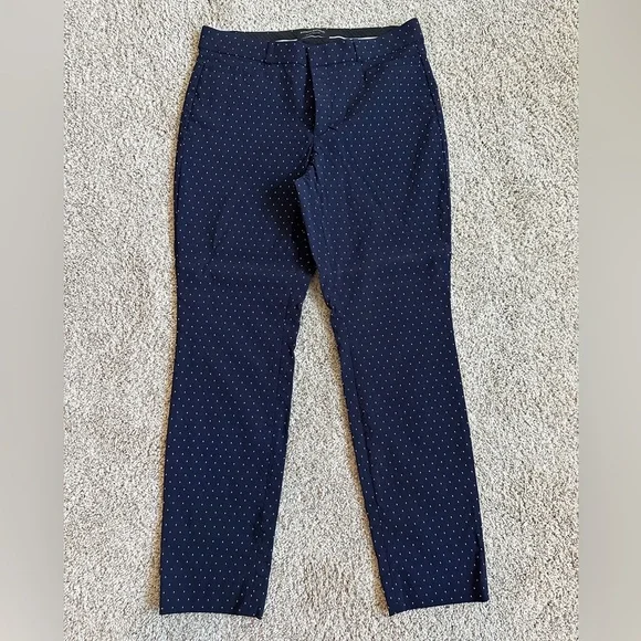 Banana Republic Sloan Curvy Navy Polka Dot Pants - Picture 2 of 3